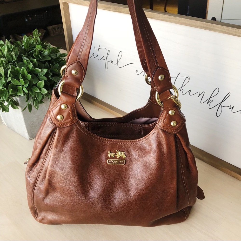 Coach Madison Walnut Brown Leather Maggie